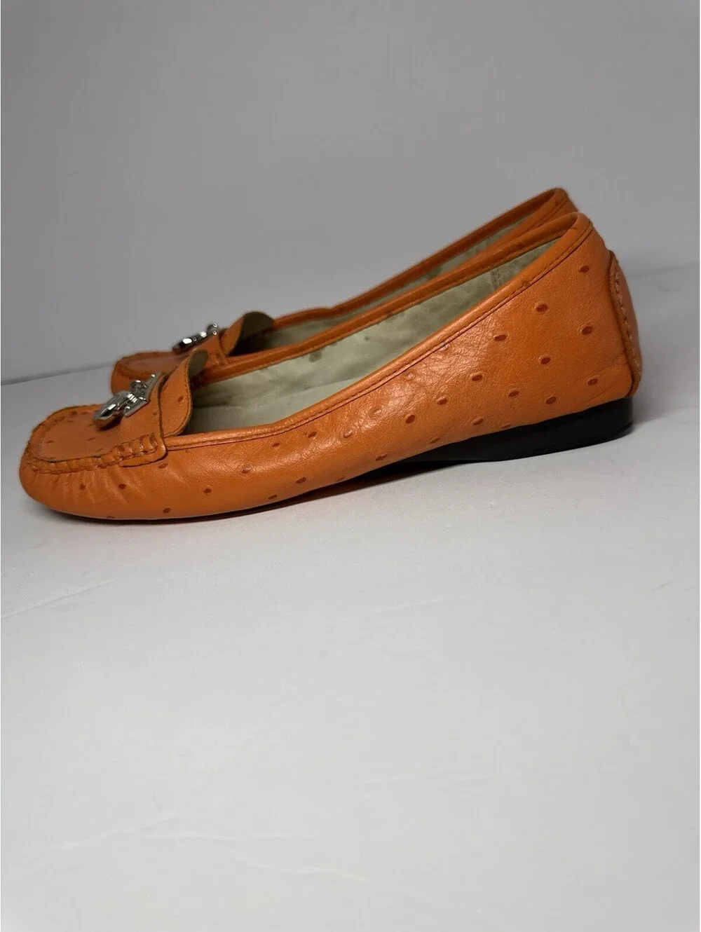 Michael Kors Casual Leather Flats Orange Croco pattern Loafers size 7.5 Shoes